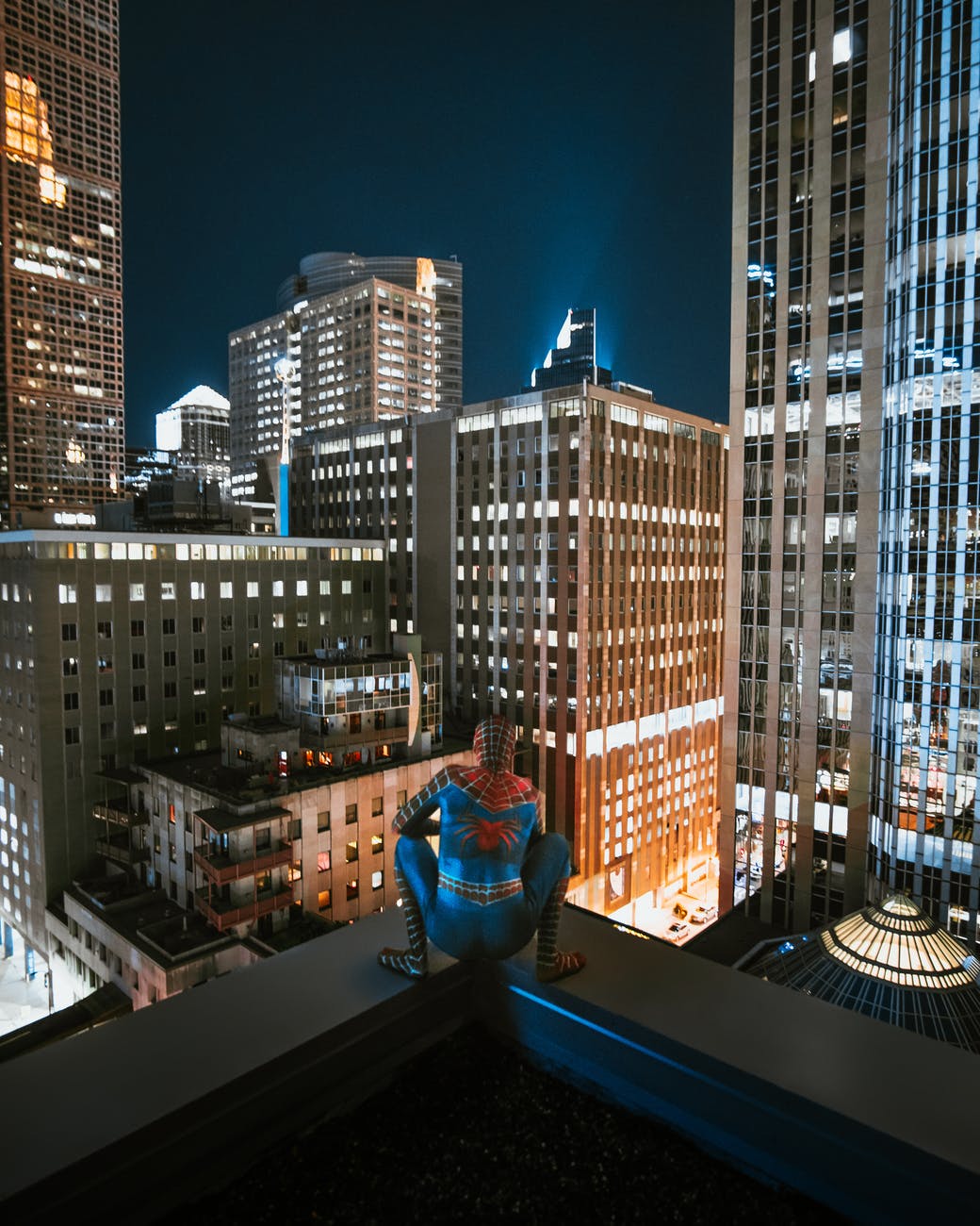 spider man on top of building
